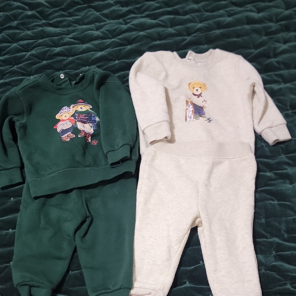 Polo by Ralph Lauren Kids Matching Sets - Green and Cream